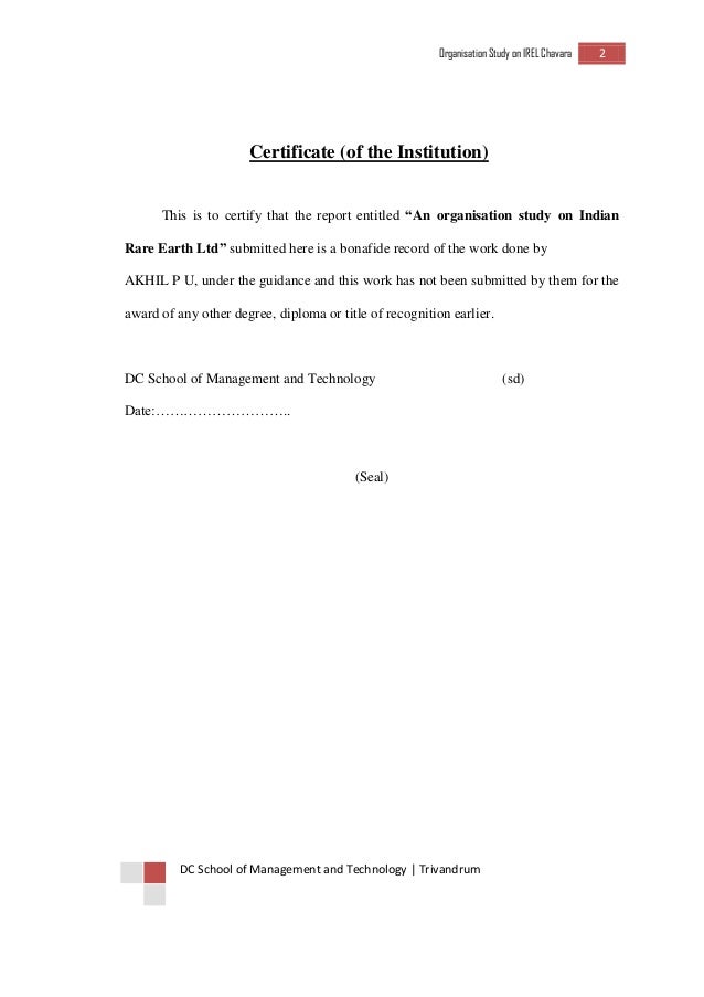 irel chavara organisation study